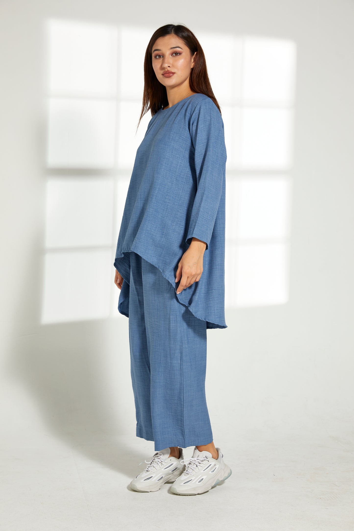 Copy of MOiSTREET Blue CEY Mélange Fabric With  Top And Pant (7821302431971)