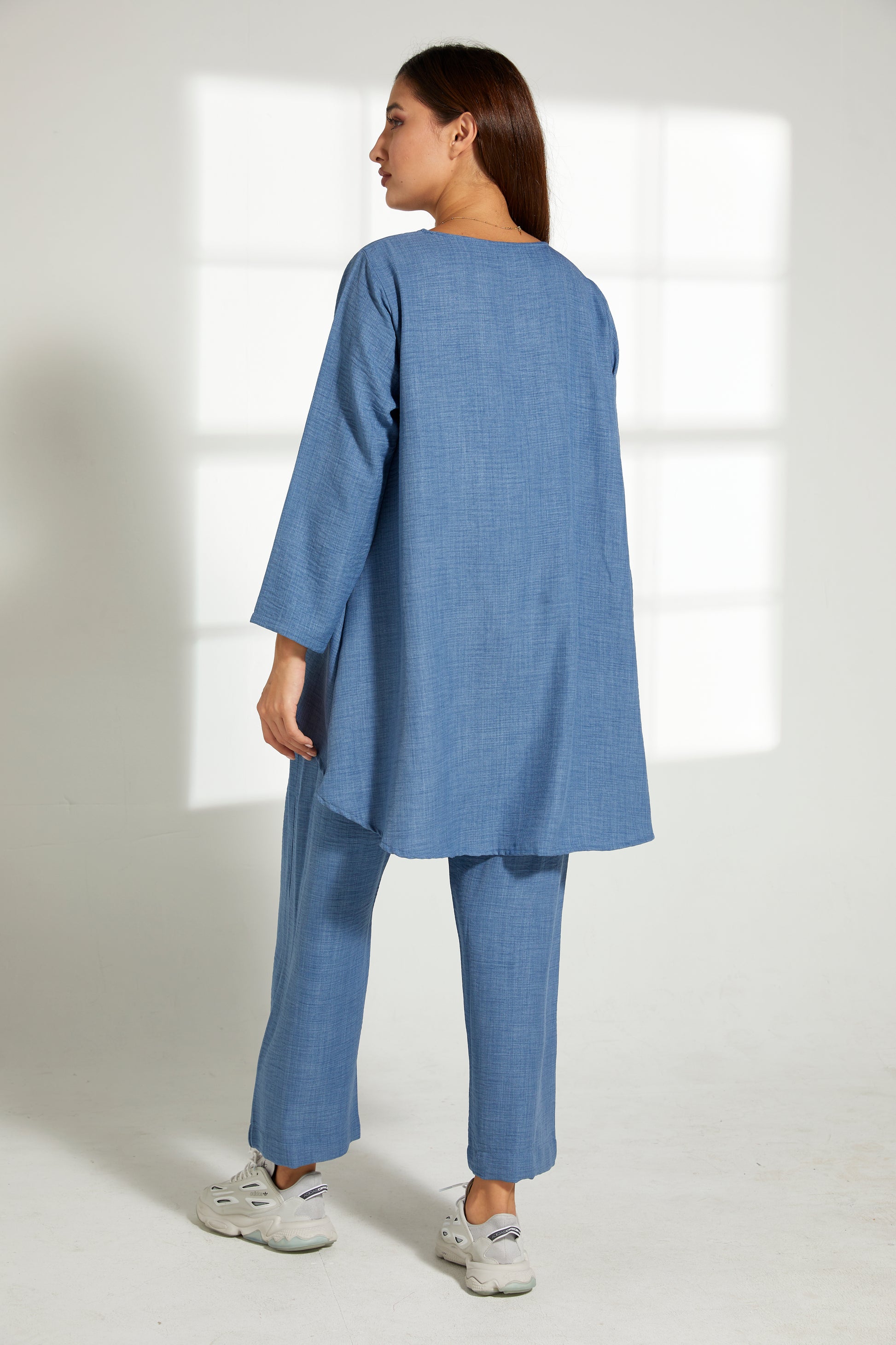 Copy of MOiSTREET Blue CEY Mélange Fabric With  Top And Pant (7821302431971)