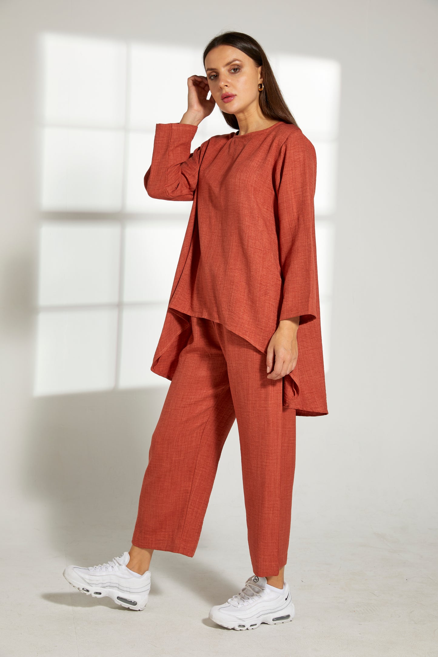 Copy of MOiSTREET Orange CEY Mélange Fabric With  Top And Pant (7821282443491)