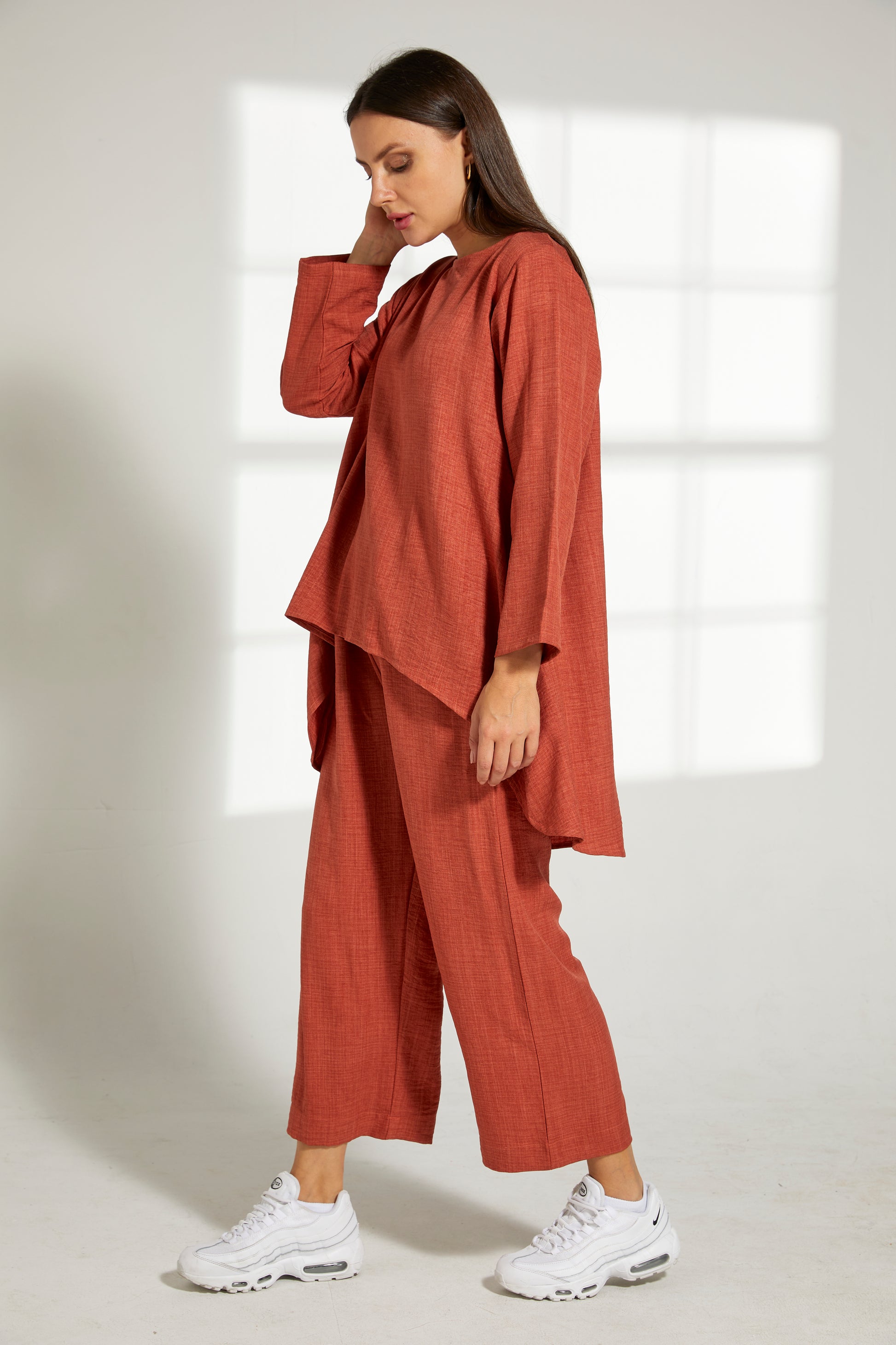 Copy of MOiSTREET Orange CEY Mélange Fabric With  Top And Pant (7821282443491)