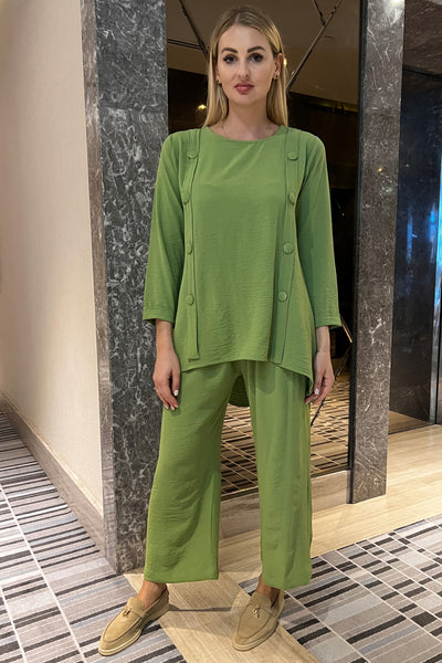 MOiSTREET Green CEY Fabric Top And Pants Set (7892504510691)