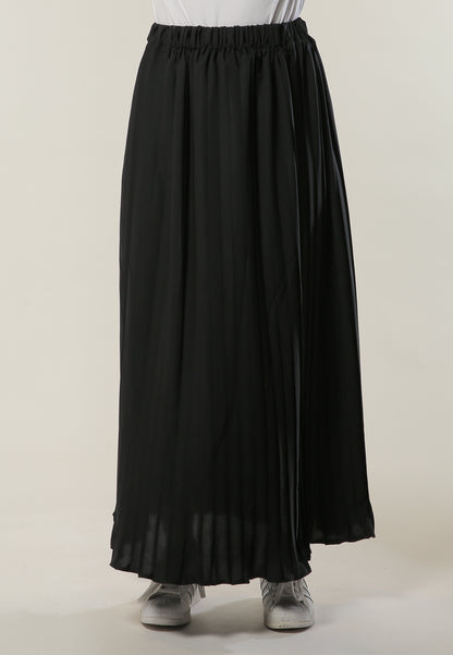 MOiSTREET Long Pleated Black Skirt (6701414383800)