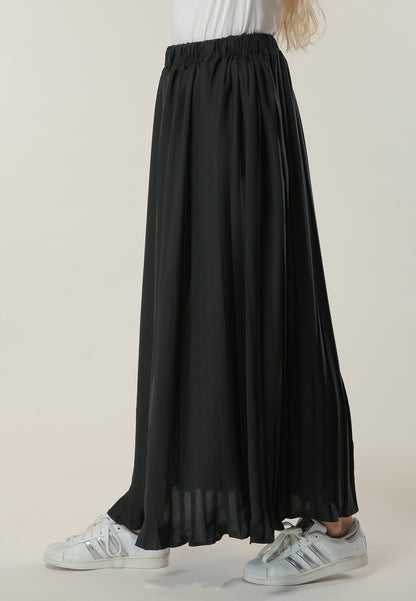 MOiSTREET Long Pleated Black Skirt (6701414383800)