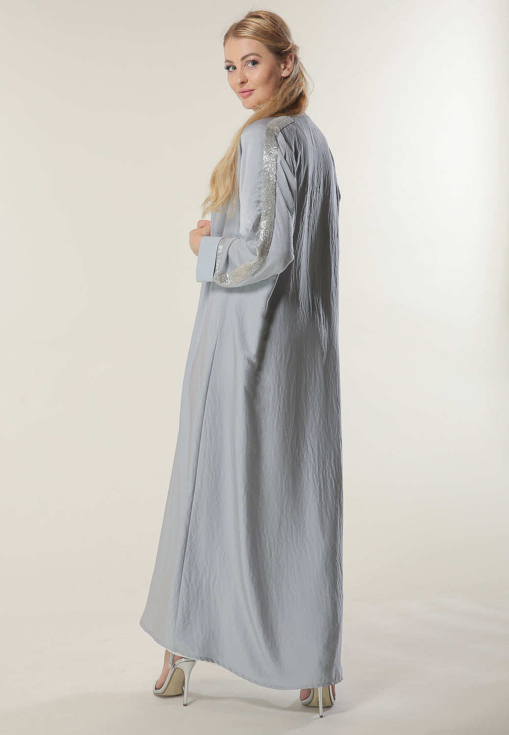 MOiSTREET Grey Abaya with Embellishment (6701412122808)