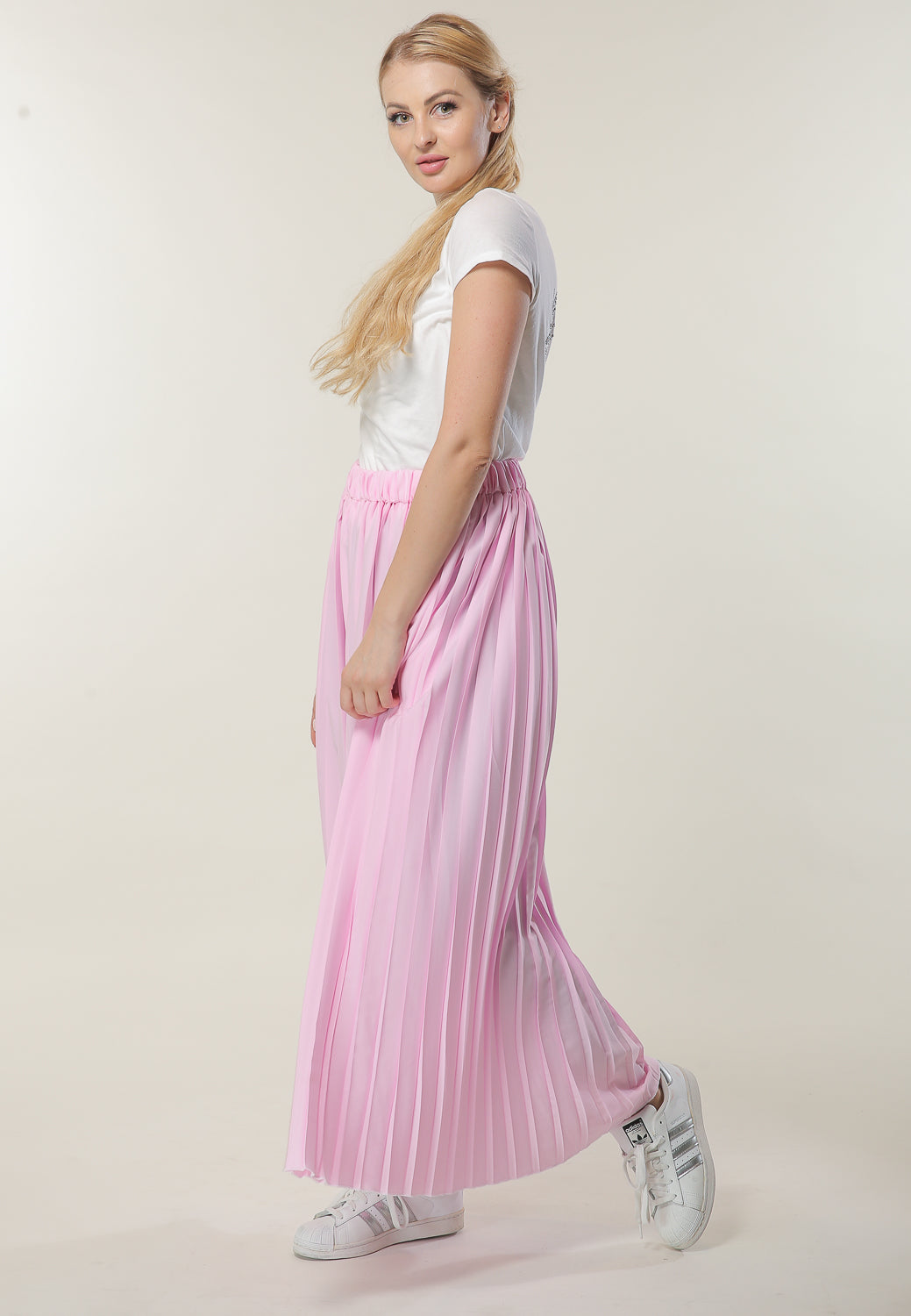 MOiSTREET Pink Pleated Skirt (6701414023352)