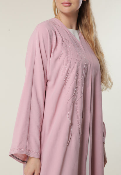 MOiSTREET Pink Hand Embroidered Abaya (6701411958968)