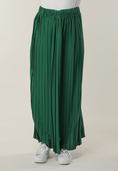 MOiSTREET Long Pleated Green Skirt (6701414252728)