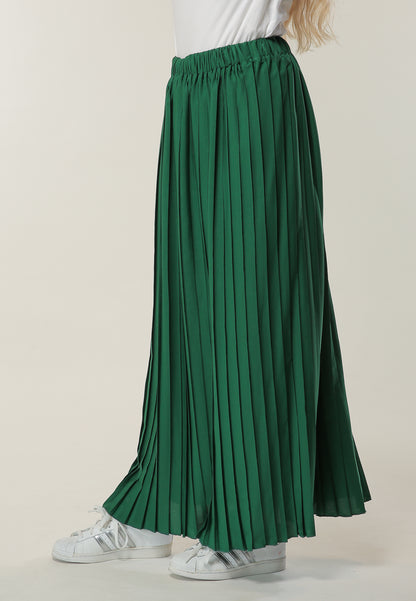 MOiSTREET Long Pleated Green Skirt (6701414252728)
