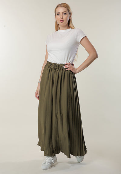 Shop Green Pleated Skirt (6701413892280)