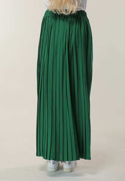 MOiSTREET Long Pleated Green Skirt (6701414252728)