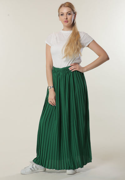 MOiSTREET Long Pleated Green Skirt (6701414252728)