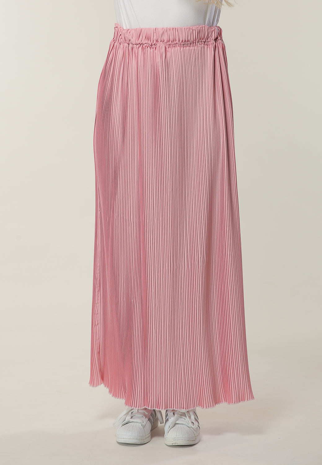 MOiSTREET Long Pleated Pink Skirt (6701414285496)