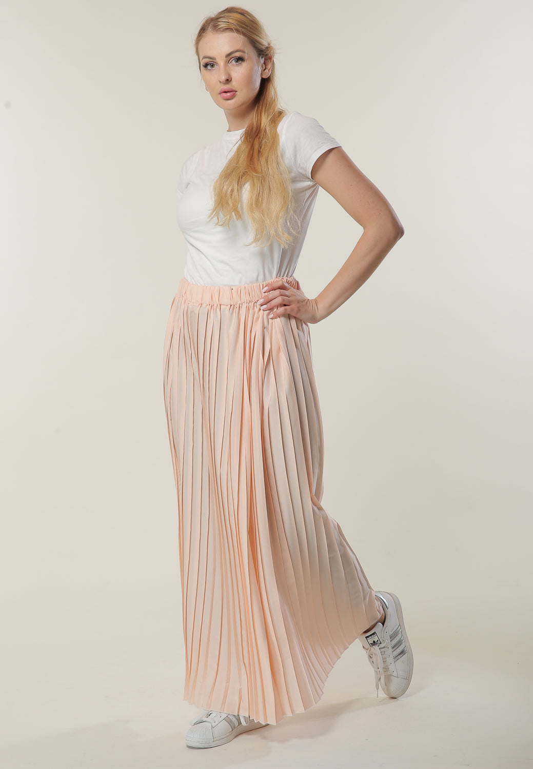 Shop Beige Pleated Skirt (6701413925048)