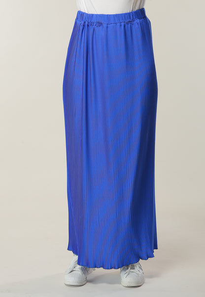 MOiSTREET Long Pleated Blue Skirt (6701414351032)