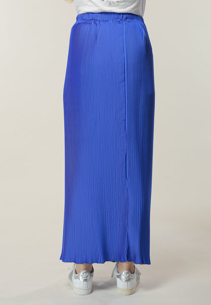 MOiSTREET Long Pleated Blue Skirt (6701414351032)