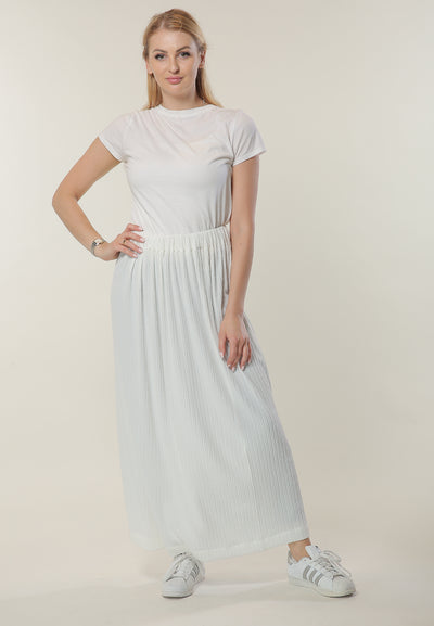 Shop Long Pleated Ivory Skirt (6701414318264)