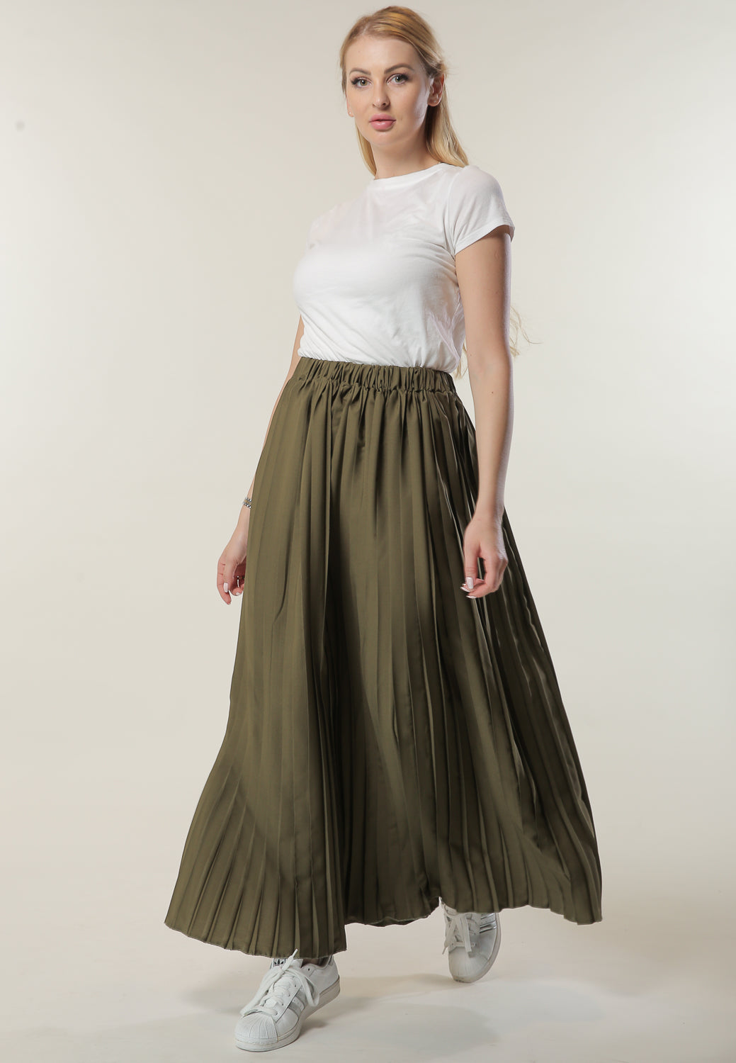 MOiSTREET Green Pleated Skirt (6701413892280)