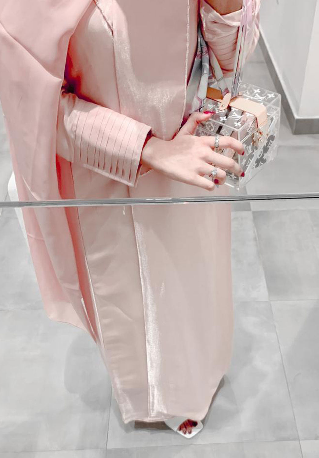 MOiSTREET Pink Shimmer Abaya (6701416743096)