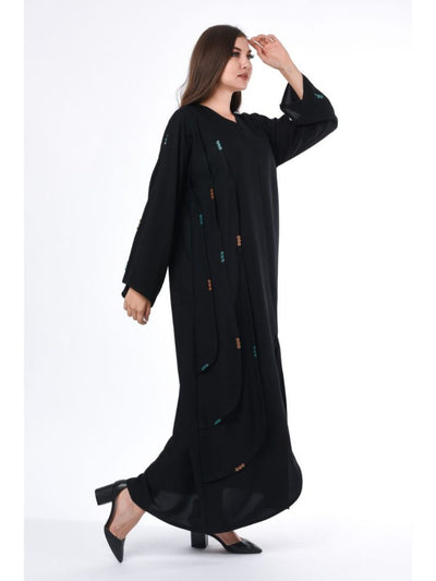 Black Abaya with Button Detailing (6701404356792)
