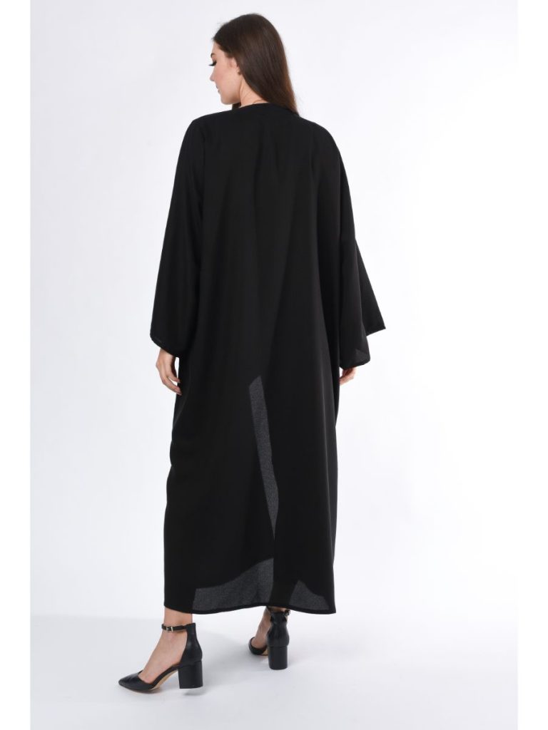 MOiSTREET Black Abaya with Contrast Panel and hand embroidery (6701404618936)