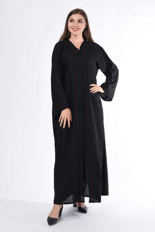 Black Abaya with hand embroidery (6701404815544)