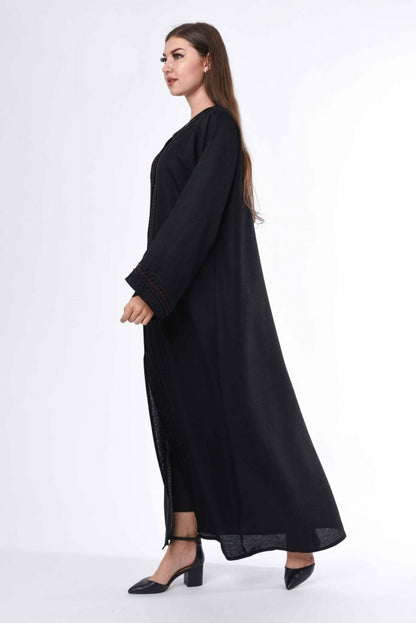 MOiSTREET Black Abaya with hand embroidery (6701404815544)