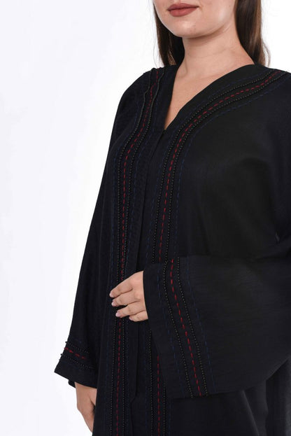 MOiSTREET Black Abaya with hand embroidery (6701404815544)