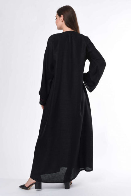 MOiSTREET Black Abaya with hand embroidery (6701404815544)