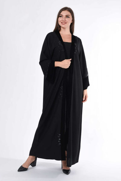 Black Abaya With Hand Embroidery (6701404848312)