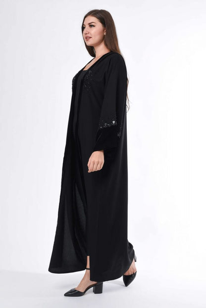 MOiSTREET Front Open Abaya With Hand Embroidery (6701404848312)