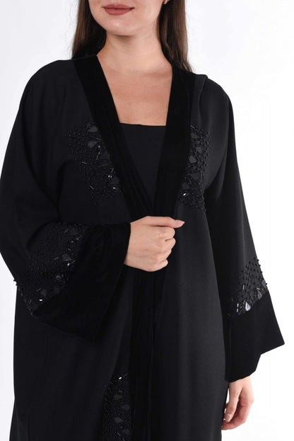 MOiSTREET Front Open Abaya With Hand Embroidery (6701404848312)