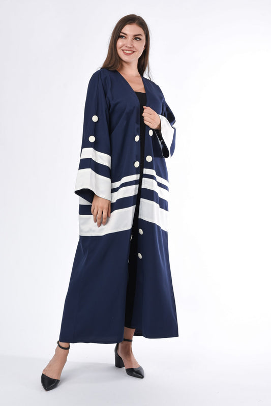 Shop Navy White Colorblock Abaya (6701405044920)