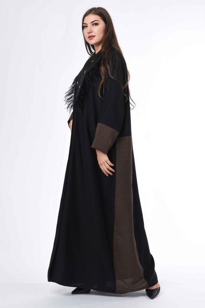 MOiSTREET Black Brown Color Abaya (6701406027960)