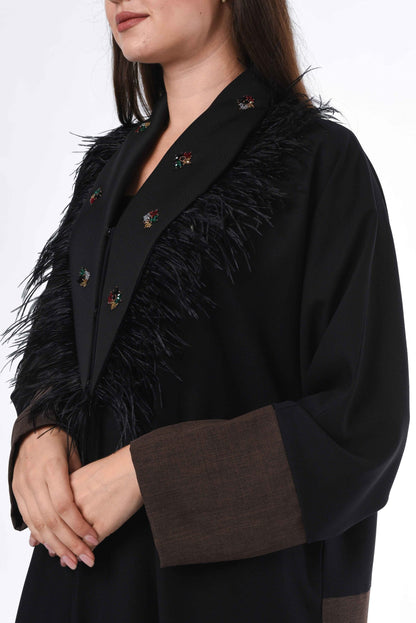 MOiSTREET Black Brown Color Abaya (6701406027960)