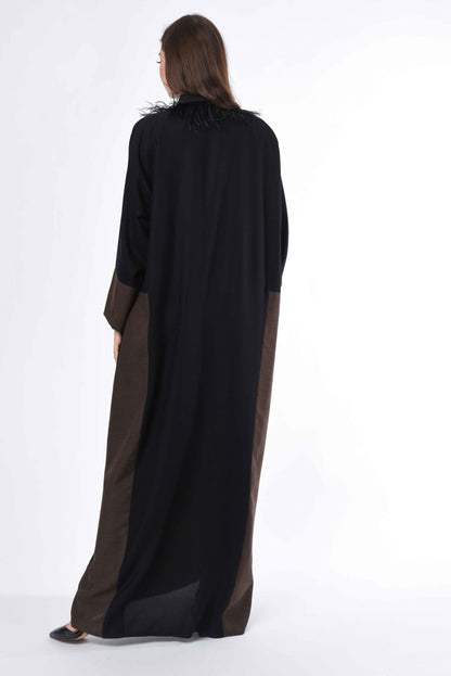 MOiSTREET Black Brown Color Abaya (6701406027960)