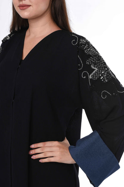 MOiSTREET Contrast Blue Cuffs Abaya (6701406093496)