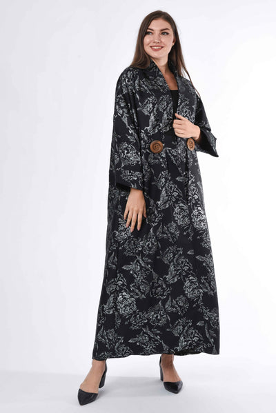 Formal Coat Style Jacquard Abaya (6701406159032)