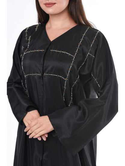 MOiSTREET Silk Blend Abaya with Hand Embroidery (6701406224568)