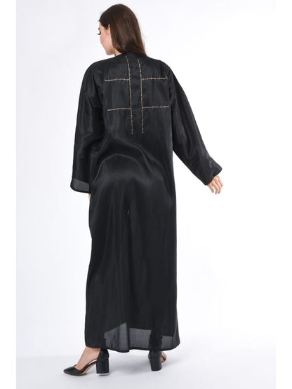 MOiSTREET Silk Blend Abaya with Hand Embroidery (6701406224568)