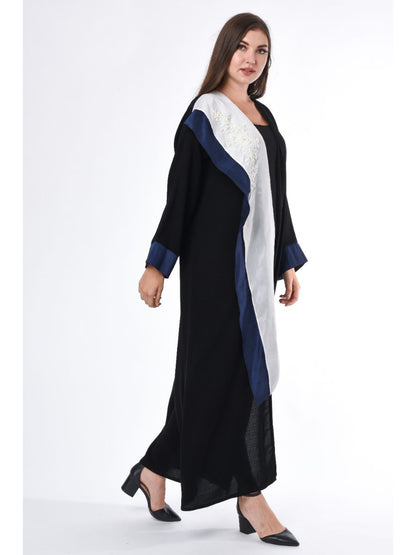 MOiSTREET Contrast Panel and hand embroidery Abaya (6701406257336)