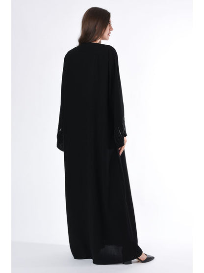 MOiSTREET Linen Abaya with embellished Cuffs (6701406290104)