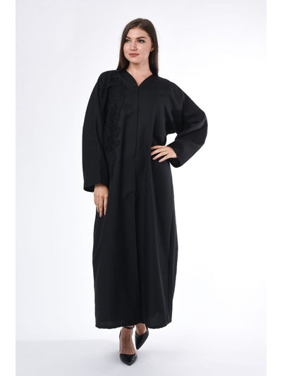 Black Abaya with Patchwork Detail (6701406453944)