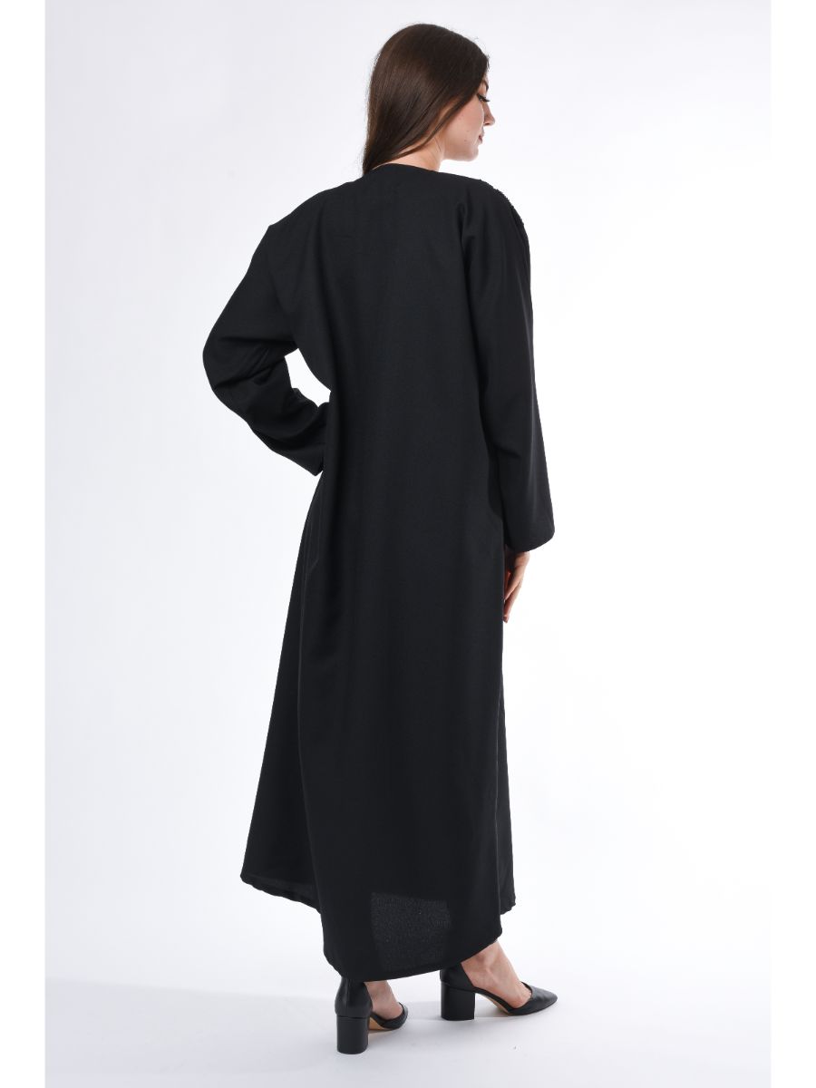 MOiSTREET Black Abaya with  Patchwork Detail (6701406453944)