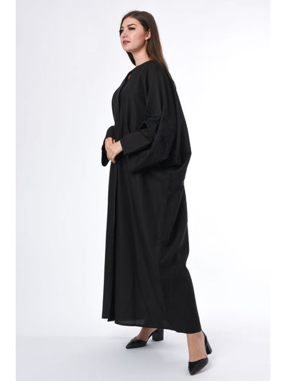 MOiSTREET Black Abaya with Embroidery (6701406486712)