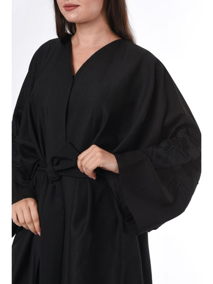 MOiSTREET Black Abaya with Embroidery (6701406486712)