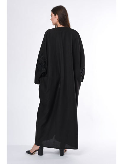 MOiSTREET Black Abaya with Embroidery (6701406486712)