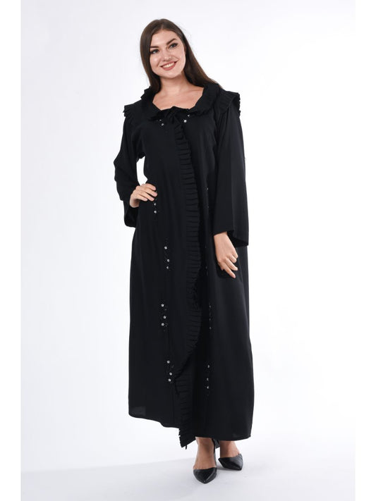 MOiSTREET Black Abaya with Pleated detailing (6701406617784)