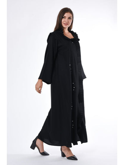 MOiSTREET Black Abaya with Pleated detailing (6701406617784)