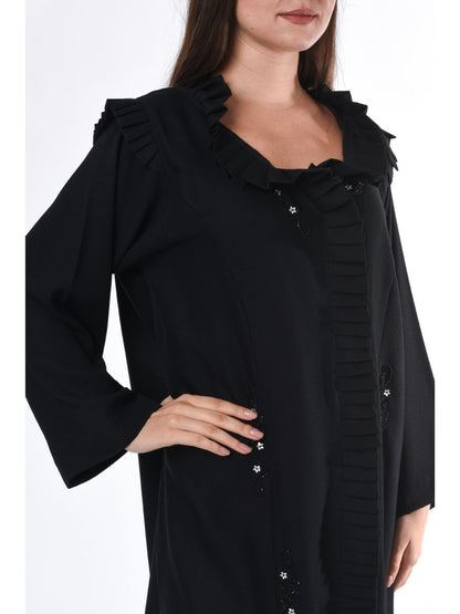 MOiSTREET Black Abaya with Pleated detailing (6701406617784)