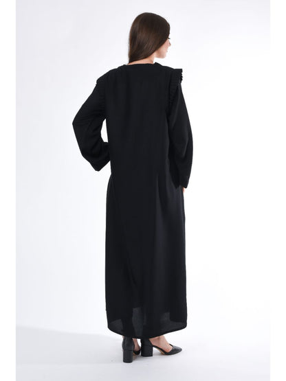 MOiSTREET Black Abaya with Pleated detailing (6701406617784)